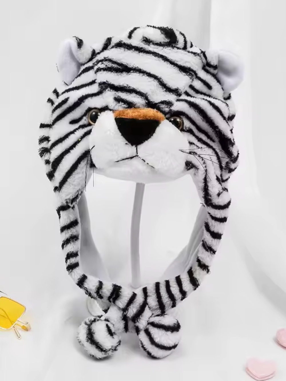 Children’s Cartoon Cap Props White Tiger Bengal Head Cover Plush Animal Hat